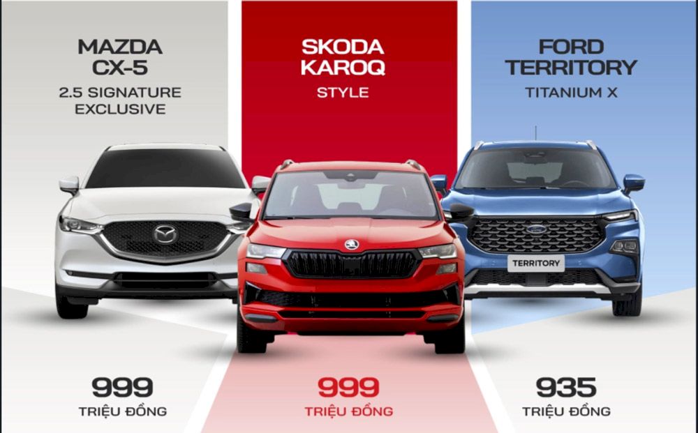 Skoda Karoq, CX-5 và Territory so trang bị tầm giá gần 1 tỷ đồng